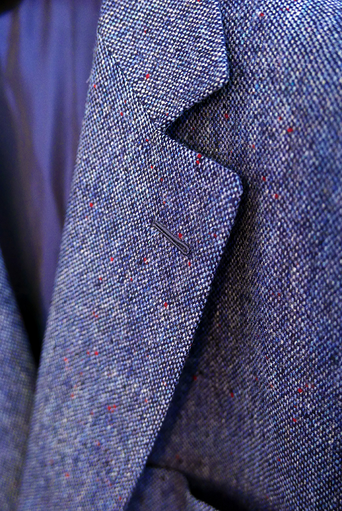 Costume Sur Mesure Marc Di Fiore En Flanelle Bleue - Taille UK 38-40 (EU 48-50), Occasion Très Bon état